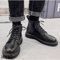 拉鍊款 馬丁靴 男 靴子男 英倫風 秋季 透氣 機車 皮鞋 工裝 切爾西靴 加絨 黑色中幫 皮鞋 潮 內增高 型男潮鞋