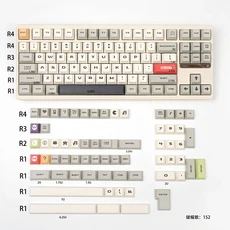 152 키 레트로 PBT 캡 체리 프로필 염료 승화 61/64/87/96 기계식 용 맞춤형 성격, 01 white
