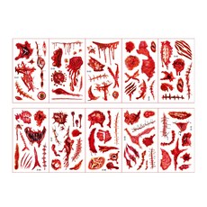 할로윈 리얼 상처 타투 스티커 10종 세트 호러 분장 코스튬 특수분장 좀비 좀비 메이크업, 10개, 할로윈혼합C