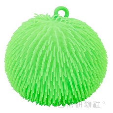 發光毛毛球 紓壓彈力球 捏捏樂 發洩球 充氣閃光毛球, 1個, 九寸密毛球綠色
