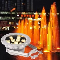 led水下燈水底燈不銹鋼夾管噴泉燈水池魚池七彩射燈cob景觀庭院燈水底燈 防水燈 12v24v110v220v可定製, 1個, 9瓦低壓24V直徑120mm,紅光-不含變壓器