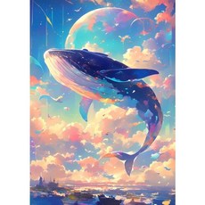 피스리에 지브리 토토로 풍경 직소퍼즐, 1개, 꿈꾸는 고래의 비행, 1000피스 1개, 꿈꾸는 고래의 비행, 1000피스
