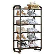 레디박스 현관 튼튼 간편조립 신발장 신발정리대 미니 선반 수납함 45cm, 6단, 블랙