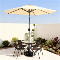 프리미엄 파라솔 2M 반자동 각도조절 야외 그늘막 전원주택 마당 정원 카페 테라스 옥상 파라솔, 베이지