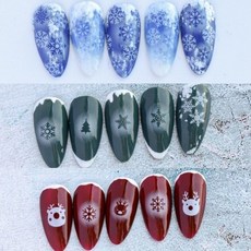 그라데이션 눈꽃 루돌프 트리 크리스마스 네일스티커3종 (택1), JO-2258, 1개