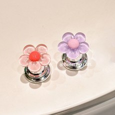 귀여운 꽃모양 변기 뚜껑 커버 손잡이 누름버튼 변기레버 2개 세트, 5번 세트