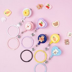 간호사 필템 릴홀더 13종 귀여운 캐릭터 테이프걸이 강력집게 사원증줄, 원형-핑크, 11.젠틀쿠키, 원형-핑크