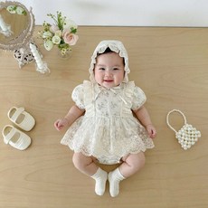 로이앤한나 라라 3개월 6개월 9개월 돌 여아 여자아기 여름 면 반팔 드레스 원피스 슈트 보넷 세트