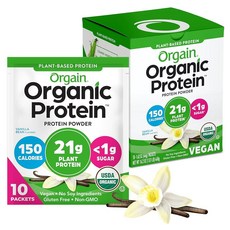 Orgain 유기농 비건 단백질 파우더 바닐라 빈 2.03 Lb, 1.62 Ounce (Pack of 10), 46g