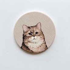 고양이 일러스트 규조토 티코스터 냥이 라운드 원형 컵받침 6종, 1개, B