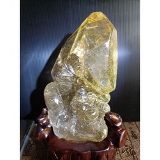 沁楹水晶 精雕鈦晶絲多清透彌勒佛擺件（附高級珍藏盒）- 招財納福，晶瑩剔透，提升空間祥和之氣, 1個