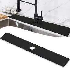 주방 싱크대 보호대용 LOPNUR 수도꼭지 매트 뒤에 29인치 초장형 스플래시 가드 초흡수성 규조류 빠른 건조 기능이 있는 컷테이블 욕실 물 검은색, 29"Lx5.5"W, Black