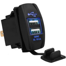 듀얼 USB 12-24V 3.1A 포트 차량 소켓 전원 어댑터 LED 그린 USA, Blue