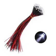 220V 저항내장형 3파이 LED 화이트 표시등 와이어 케이블 일체형 콘센트 스위치 배전반 전원표시 DIY 전기부품, 10개