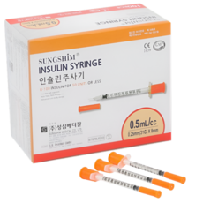 성심메디케어 일회용 멸균 인슐린 주사 0.5cc 31G 8mm 100ps 병원 의료용 당뇨 태반 성장 정밀 주사 강아지 고양이 반려동물, 100개, SS-0.5ml/cc 31GX8mm R