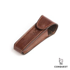 CONQUEST 德國 MUHLE 穆勒 RT7 棕咖啡 刮鬍刀收納套 手工皮套 旅行收納 適用絕大多數傳統刮鬍刀, 1個, 棕咖啡 RT7