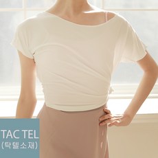국산 성인/주니어 탁텔반팔 발레티셔츠(화이트)