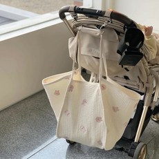 12H出貨 推車大容量掛袋 加厚媽咪包 韓國媽咪包 多功能手提包 ins媽媽包 新款, 白色小兔, 白色