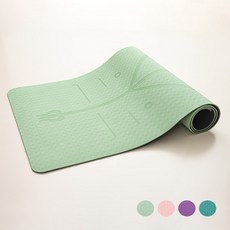 Hommy Nest TPE 요가매트 필라테스매트 와이드 홈트용 안밀리는 방음 충격방지 친환경 냄새없는 6MM HN-YGMTPE11A, 1개, 말차 그린 센터라인