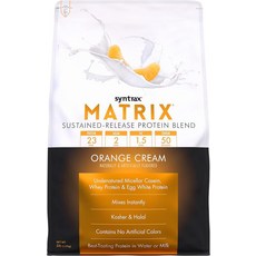 신트랙스 뉴트리션 매트릭스 단백질 블렌드 퍼펙트 초콜릿 0.9kg 파우더 단백질보충제, 5 Pound (Pack of 1), Syntrax Orange Cream, 1개, 2.27kg