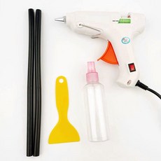 110V車載熱熔膠槍12V直流熱熔槍40W帶開關指示燈點煙器插頭熱熔膠槍, 1個, Q050膠槍/黑膠2支/布/壺/鏟