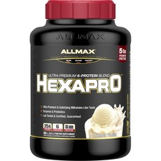 ALLMAX Hexapro超優質增肌6-Protein混合乳清蛋白粉 法國香草味, 1個, 2.27公斤