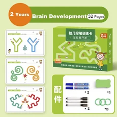 어린이 몬테소리 드로잉 장난감 펜 컨트롤 훈련 색상 모양 수학 매치 게임 세트 유아 교육, 02 32pcs