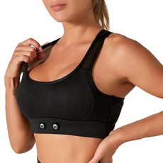 LUCKY BIG NINE HRM Magene Polar Garmin Tickr Wahoo Coospo와 호환되는 스포츠 브라 - 심박수 모니터 스포츠 브라 블랙. XXL