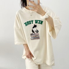글래드블리스 여성 뉴욕캣 오버핏반팔 + 반바지 셋트