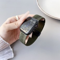 애플워치 여성 여름 호환 나일론 경량 스포트 스트랩 밴드 42 44 mm, 그린, 1개