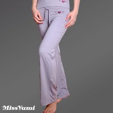 MissYumi 天使圖騰刺繡款吸濕排汗瑜珈長褲-灰 專業彈性修身瑜珈褲