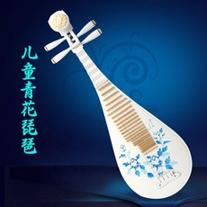 語彈 成人白琵琶青花瓷彩繪，初學練習演奏民族彈撥樂器，女子樂坊專業琵琶, 青花瓷兒童琵琶, 1個