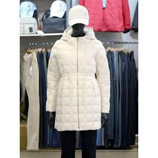 팜스프링스 여성 골프 겨울 사각 퀄팅 후드 덕다운 하프 패딩 점퍼 SWDL244657