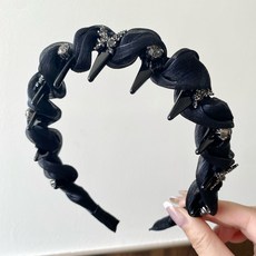 高顱頂發箍女款帶齒洗臉頭箍2026新款高級感日常外戴髮卡頭飾發飾, 1個, 珠光紗水鑽蝴蝶帶齒發箍-黑色:如图