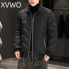 XVWO 남성용 기본 캐주얼 패딩자켓 겨울용 노후드 따뜻한 보온 아우터