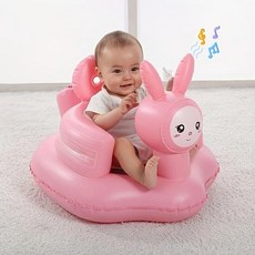 유아소파 인플레이터블 베이비 소파 바닥 시트 토끼 모양 등받이 귀여운 파스텔 의자 부드러운 쿠션 시트 튼튼한 프레임 실내 놀이 및 여행용 간편한 설치 및 보관 12개월까지 적, 1)분홍색