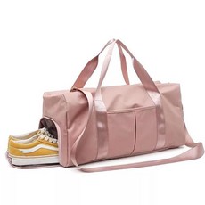 乾溼分離大容量短途旅行包單肩手提運動健身瑜伽包女學生行李包袋, 厚款升級-深藍色+有鞋倉+隔離袋,升級+防水+有乾溼隔離, 1個