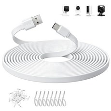 ANLINK 마이크로 USB 케이블 9.1m(30피트) 플랫 전원 연장 충전 코드 Blink Mini XT XT2 실외 3세대 Wyze Cam V4 V3 OG V3 Pr, 10ft, 1