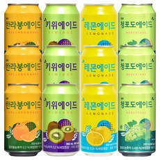 일화 뚱캔 에이드 음료 4종 각 3개씩(한라봉+키위+레몬+청포도), 12개, 350ml