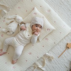 올포홈 자수 누빔 어린이집 낮잠이불 양면 두툼한 분리형 낮잠패드 등원준비물, 러빗, 패드커버+패드솜+베개커버+베개솜