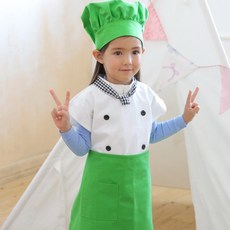 데코에버 꼬마요리사 앞치마 4종 세트 어린이 유아앞치마 모자