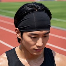 맥스핏 넓은 와이드 기능성 메쉬 땀 흡수 스포츠 헤어밴드, 1개, 블랙