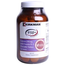 Kirkman 950+鈣 250mg維他命D-3咀嚼錠, 120入, 1個