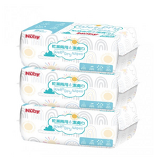 Nuby 乾濕兩用潔膚巾 80抽 200x180mm, 3個, 80張, 1g
