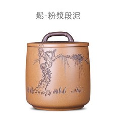 紫來順紫砂茶葉罐大號手工刻繪密封陶瓷罐儲物罐4245, 4245鬆竹梅系列-松, 1個