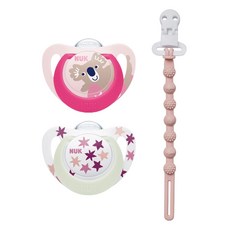 누크 스타 야광 쪽쪽이 X 토트랩 쪽쪽이 홀더 SET, S2 (6~18개월), 핑크+로즈워터핑크, 1세트