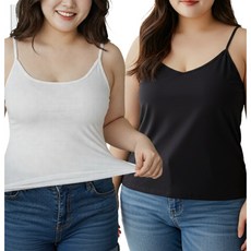 아일루미 1+1 데일리 빅사이즈 면스판 여성 끈나시 2P