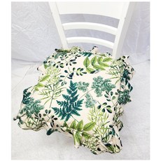 우아한 프릴 식탁방석(솜포함)45X45린넨 끈방석