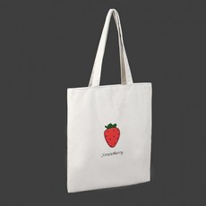 데일리 캔버스백 지퍼형 에코백 보조가방(딸기)
