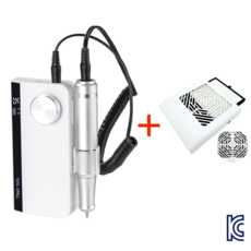 1+1 악성 발톱 손톱 젤 네일 드릴/흡진기 무좀 스케일링 페디 레진 목공 공예 수리, 1세트, 드릴(흰색)+무선흡진기(쿼드)